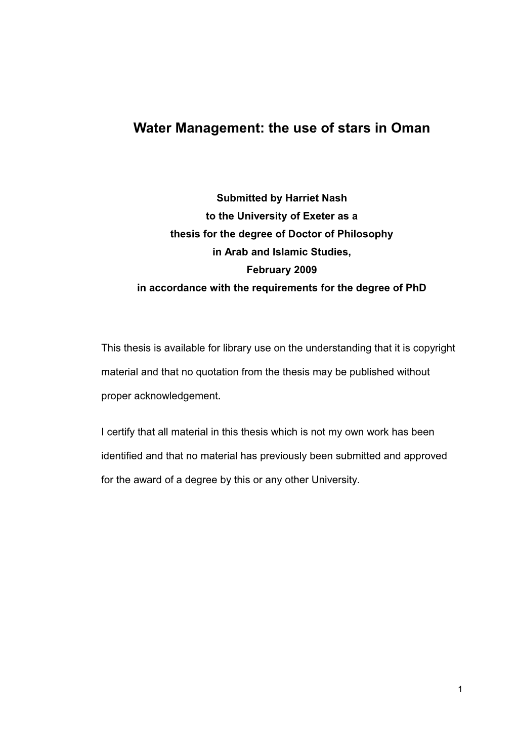 Star Gazing in Traditional Water Management