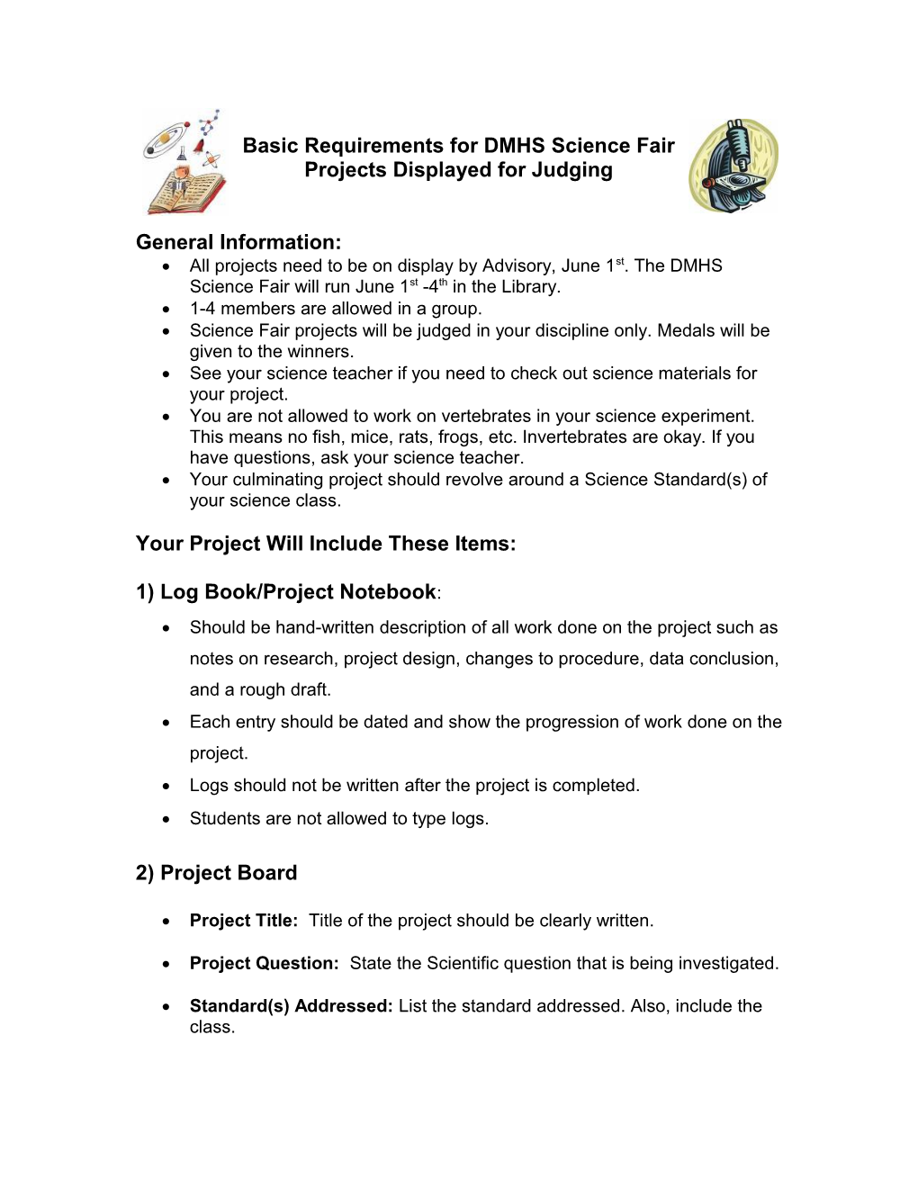 Basic Requirements for LAUSD Science Fair Projects Displayed for Judging