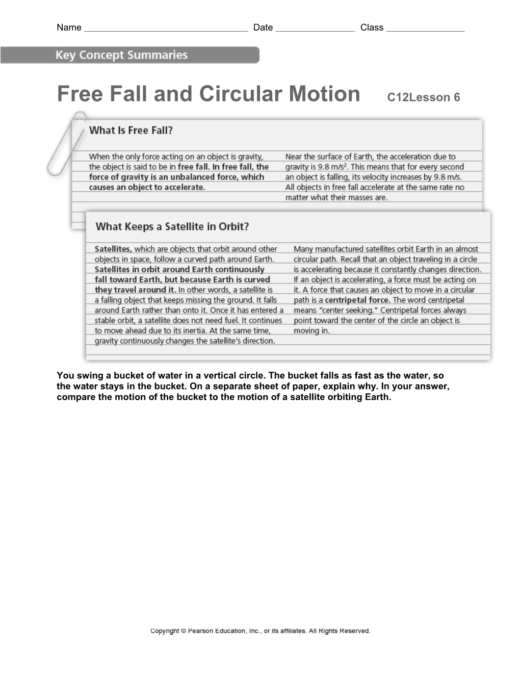 Free Fall and Circular Motion C12lesson 6