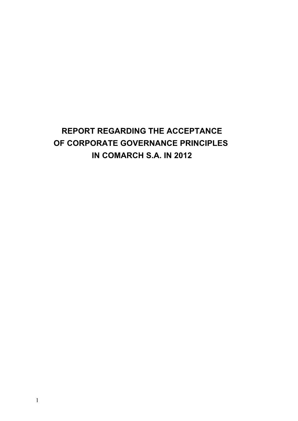 Report Regarding the Acceptance