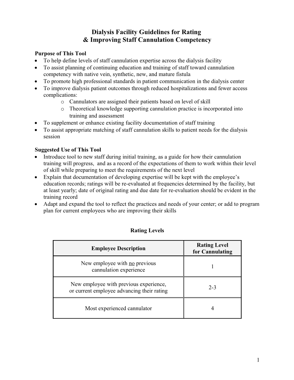 Supplementary Components to the Staff Rating System for Venipuncture Policy and Procedure