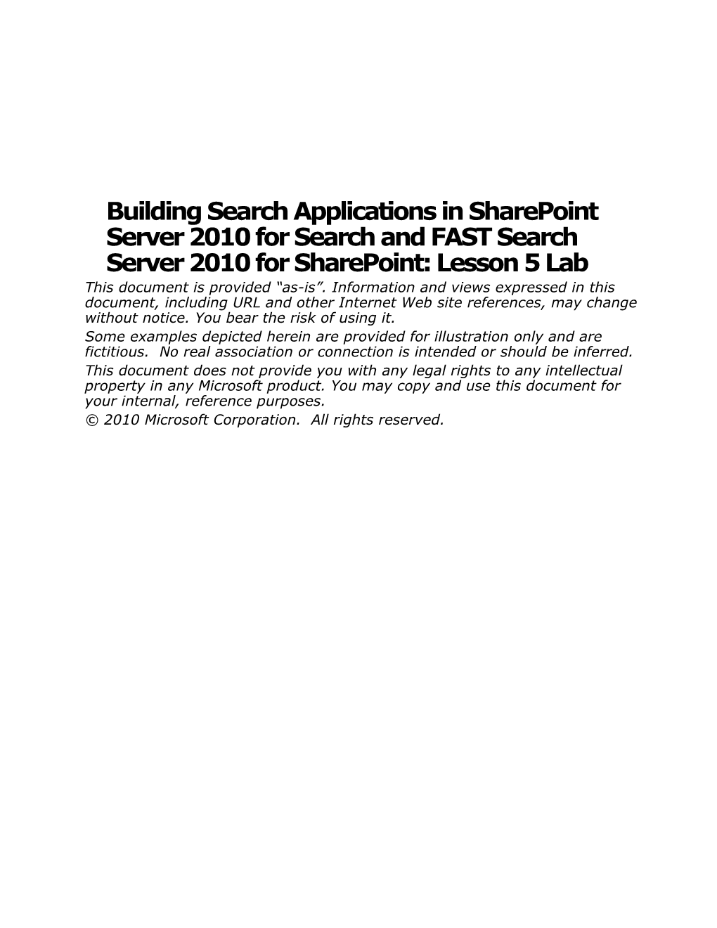 Building Se Arch Applications in Sharepoint Server 2010 for Search and FAST Search Server