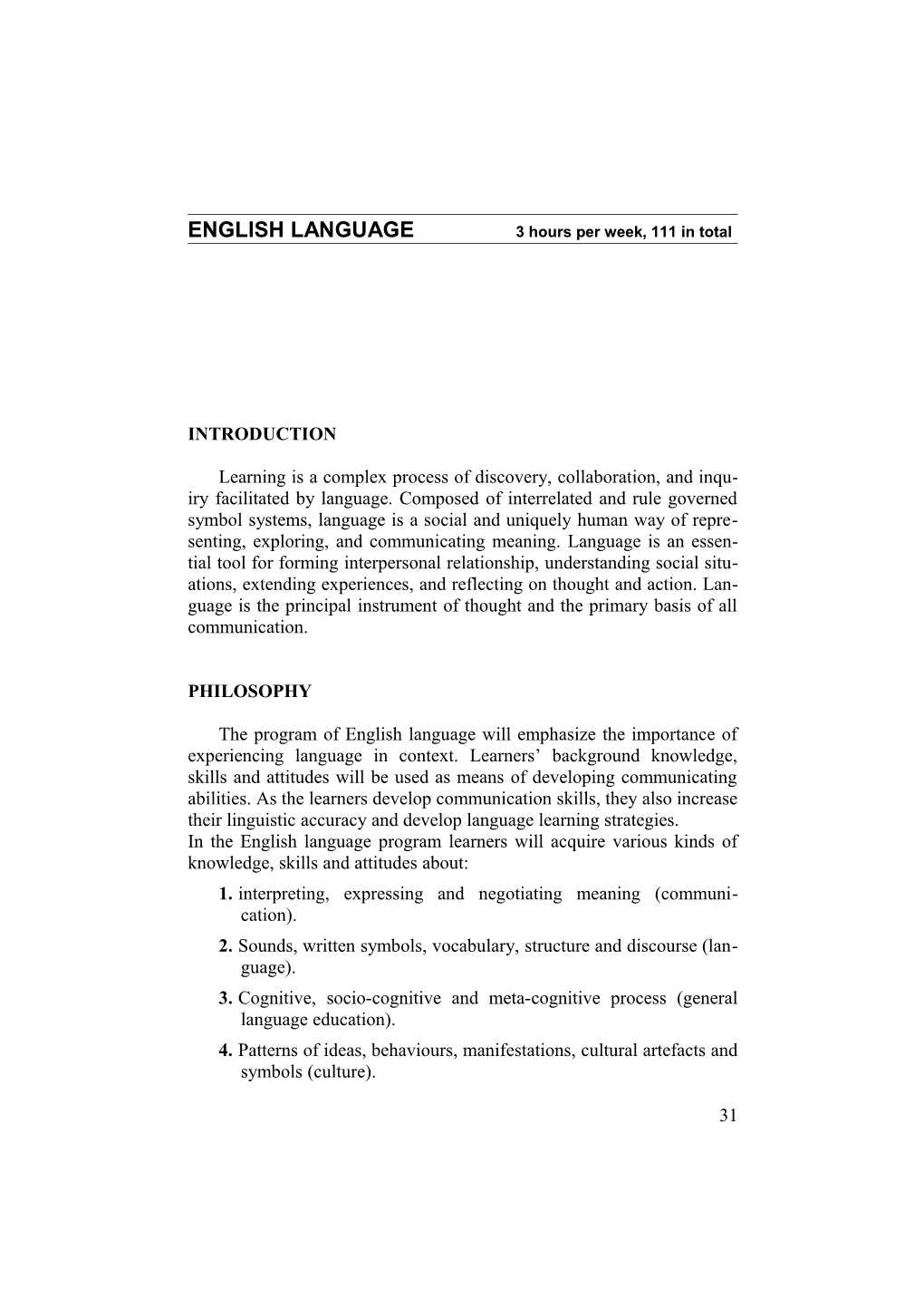 English Language Curriculum