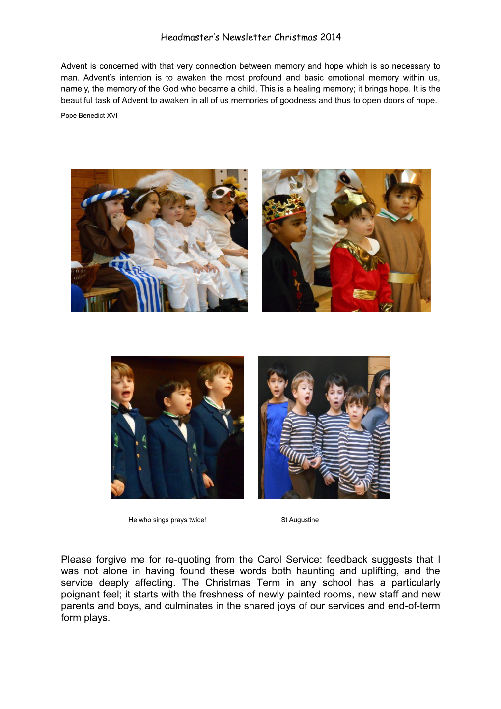 Headmaster S Newsletter Christmas 2014