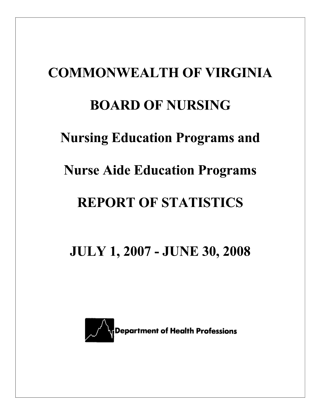 Nursing Report of Statistics 2007-2008