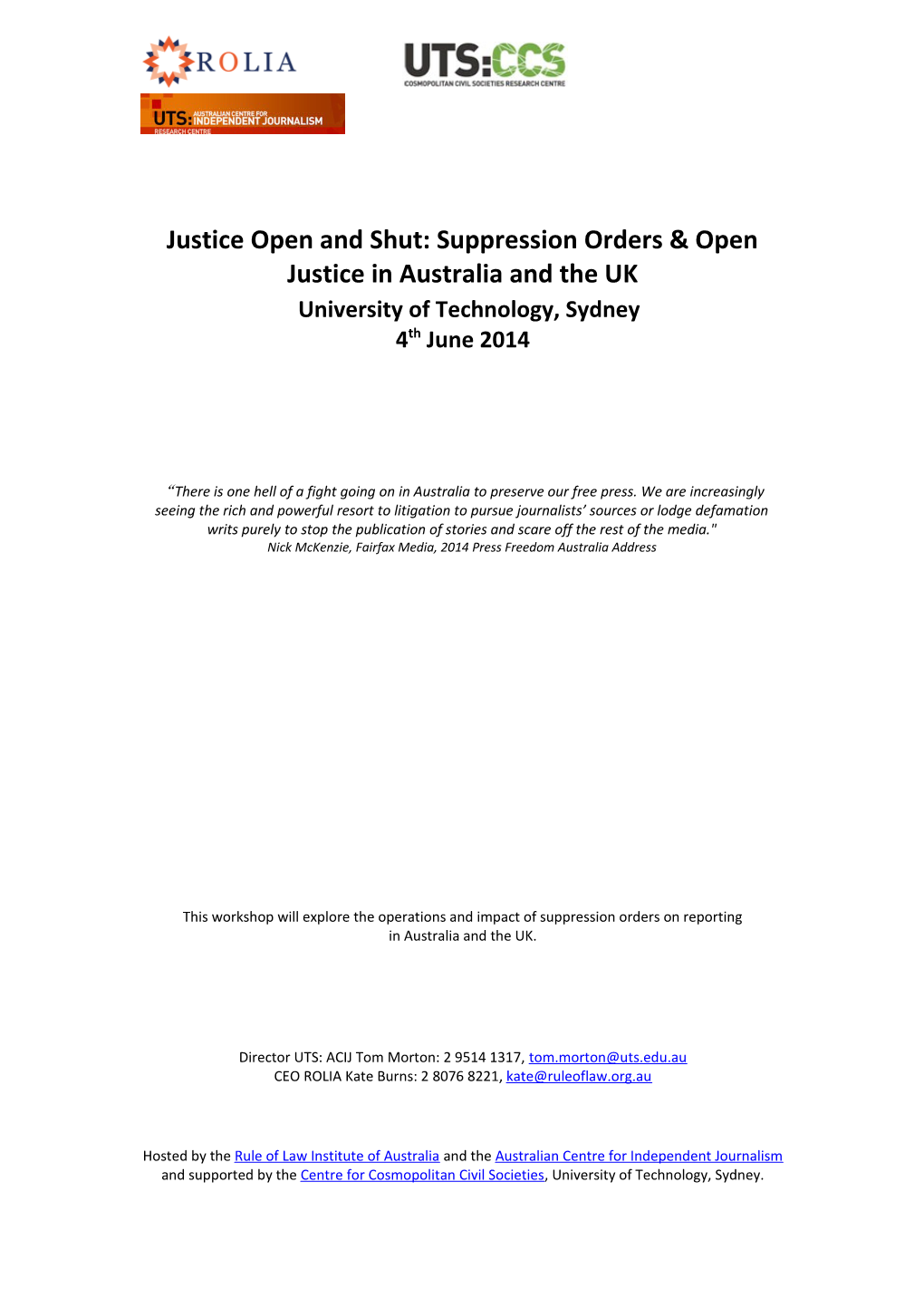 Justice Open and Shut: Suppression Orders & Open Justice in Australia and the UK