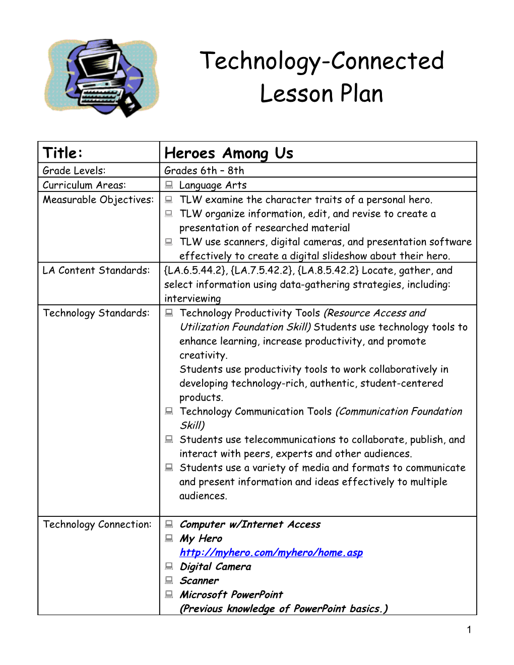 Technology-Connected Lesson Plan s6