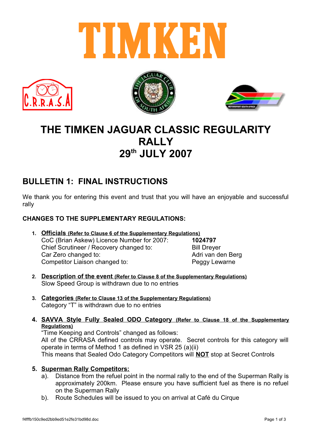 The Timken Jaguar Classic Regularity Rally