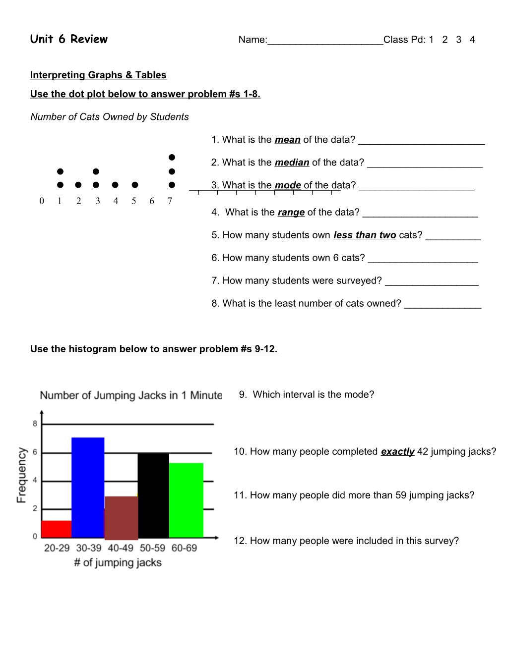 Use the Dot Plot Below to Answer Problem #S 1-8