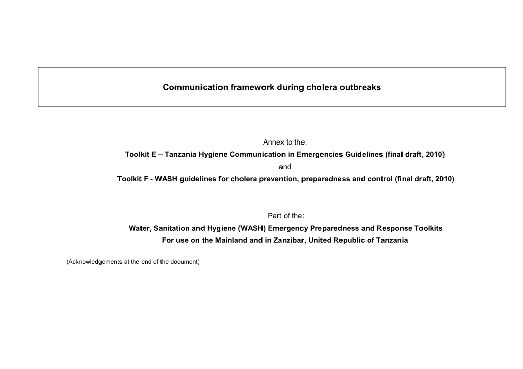 Communication Framework During Cholera Outbreaks