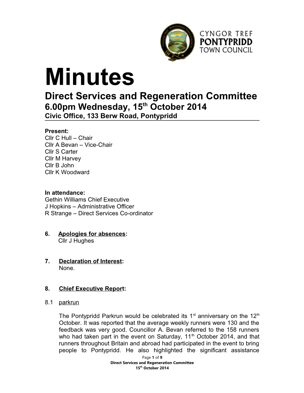 Direct Services and Regeneration Committee