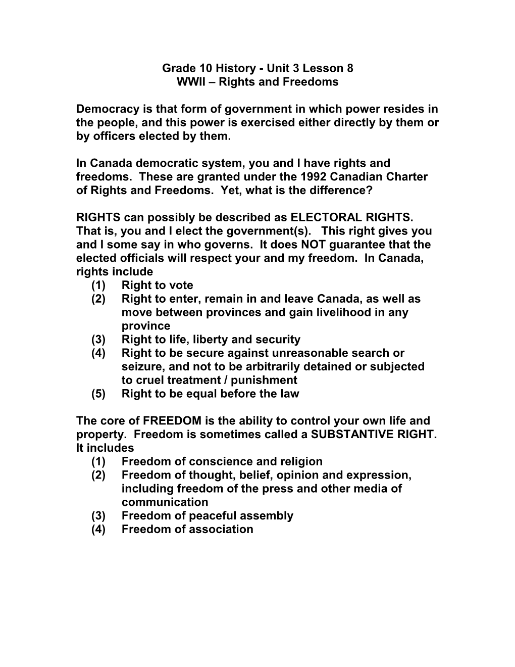 Grade 10 History - Unit 3 Lesson 8