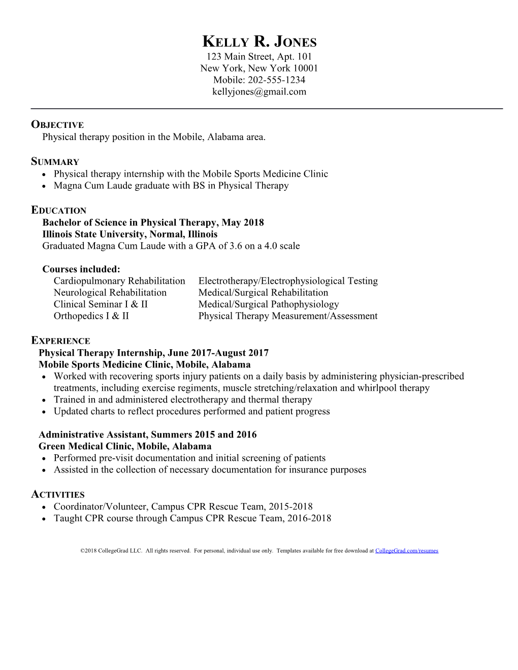 Collegegrad.Com Resume Template s1