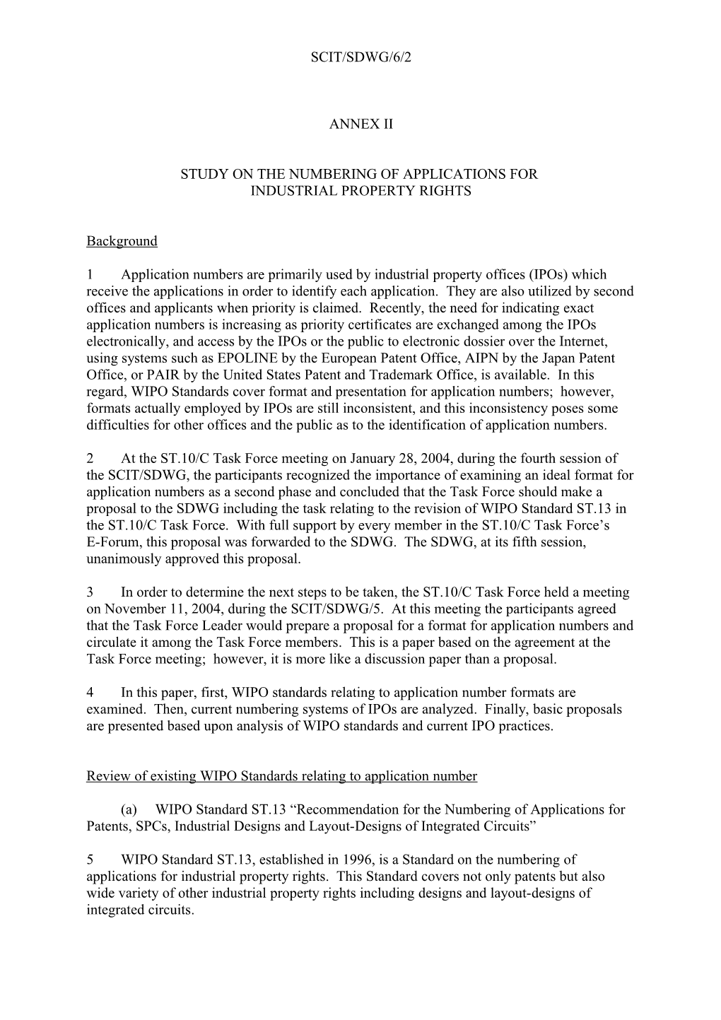 SCIT/SDWG/6/2: Revision of WIPO Standard ST.10/C (Annex 2)