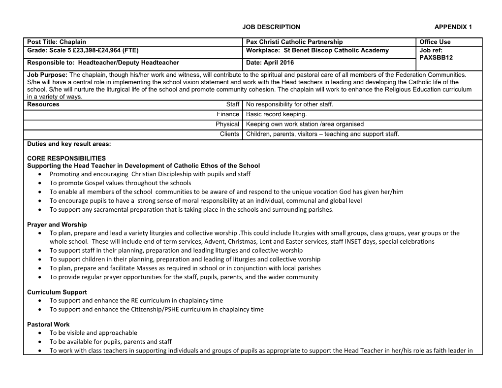 Job Description and Person Specification Template