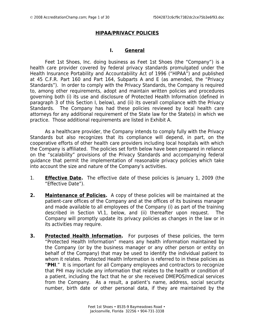 2008 Accreditationchamp.Com; Page 1 of 24 PDPM 01.60 Complete HIPAA Policy (Rev 4-08)