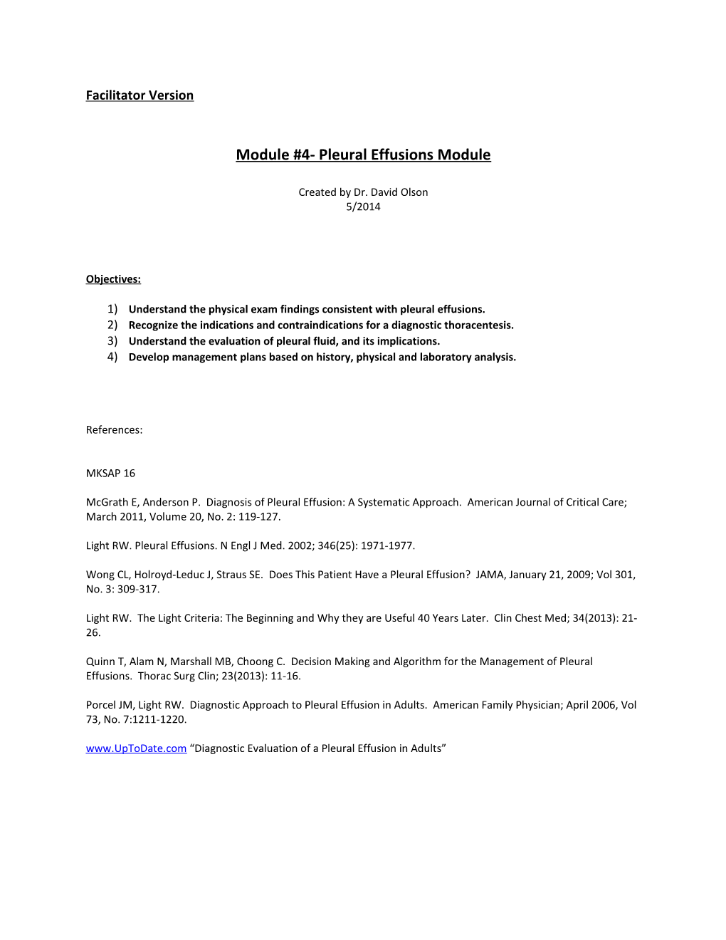 Module #4- Pleural Effusions Module