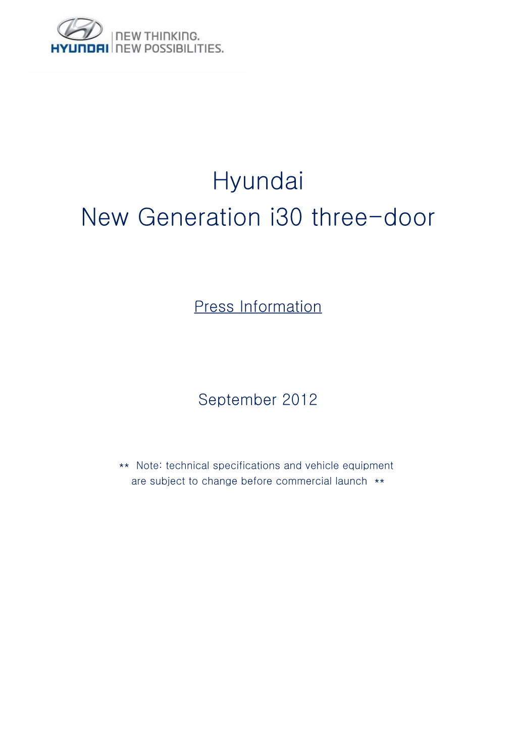 New Generation I30 Three-Door