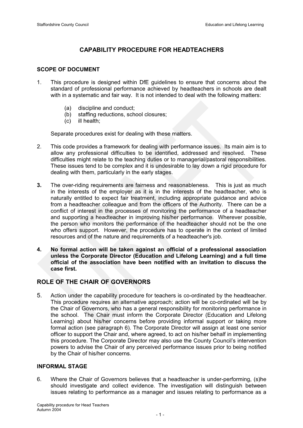 Capability Procedure for Headteachers