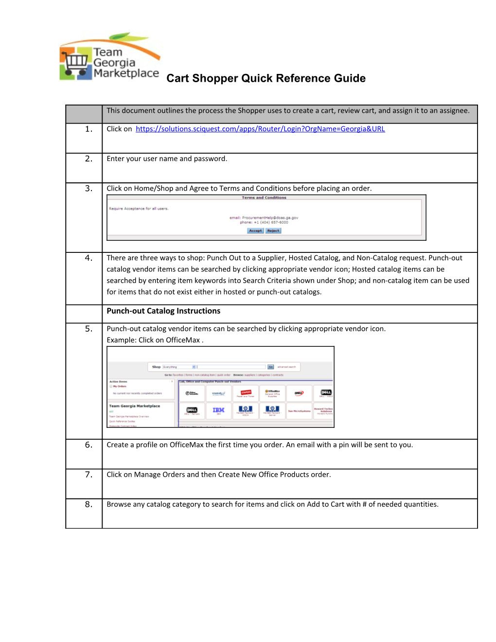 Cart Shopper Quick Reference Guide