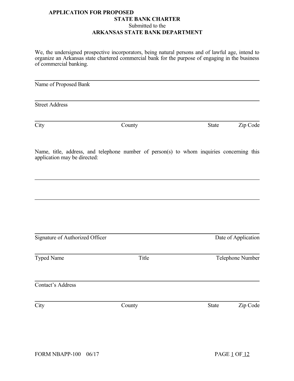 Application for Proposed