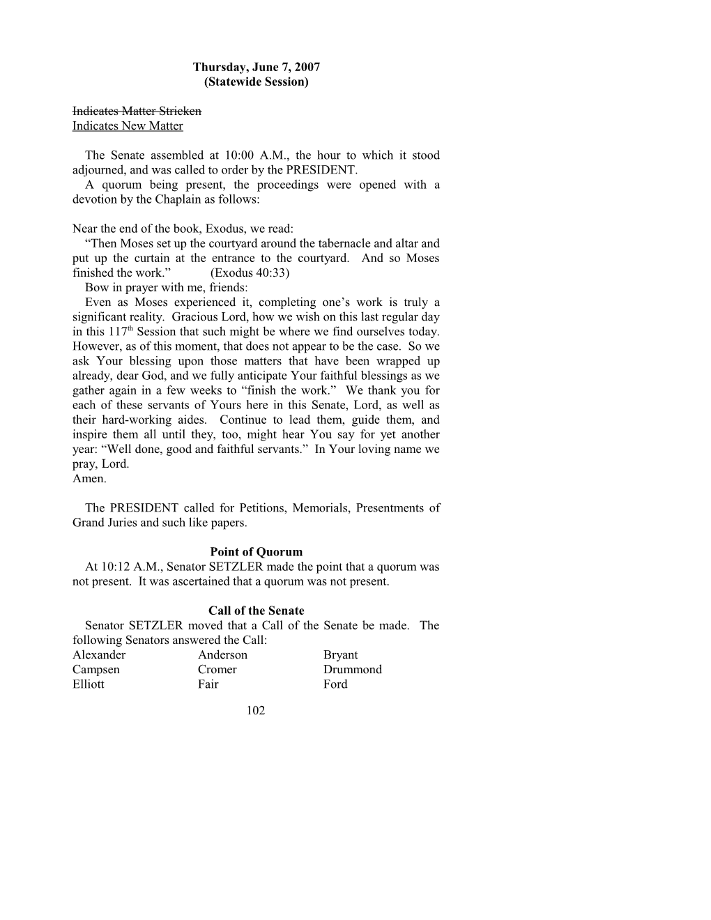 Senate Journal for June 7, 2007 - South Carolina Legislature Online