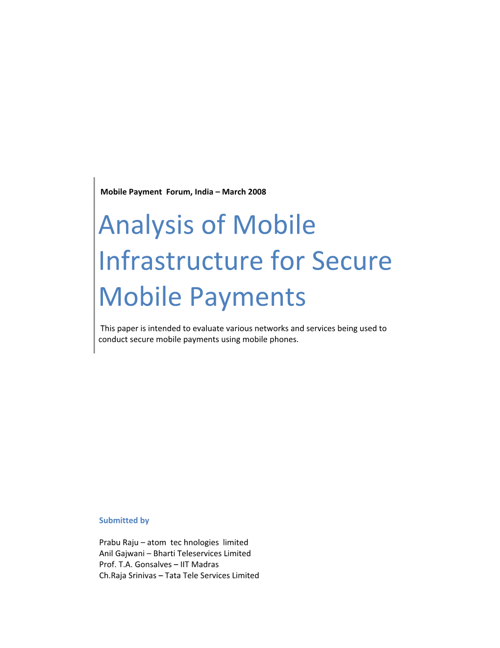 Analysis of Mobile Infrastructure for Secure Mobile Payments