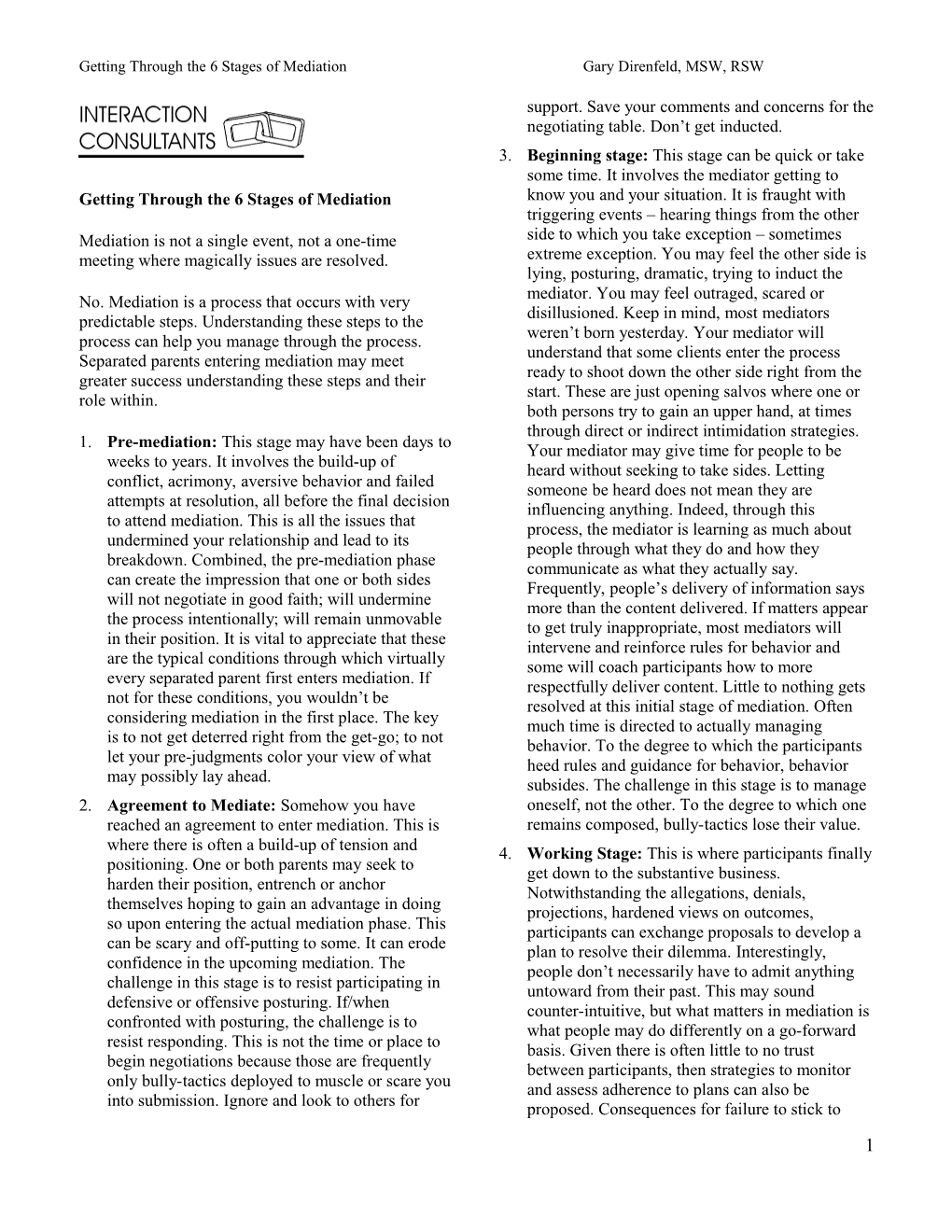 Getting Through the 6 Stages of Mediation