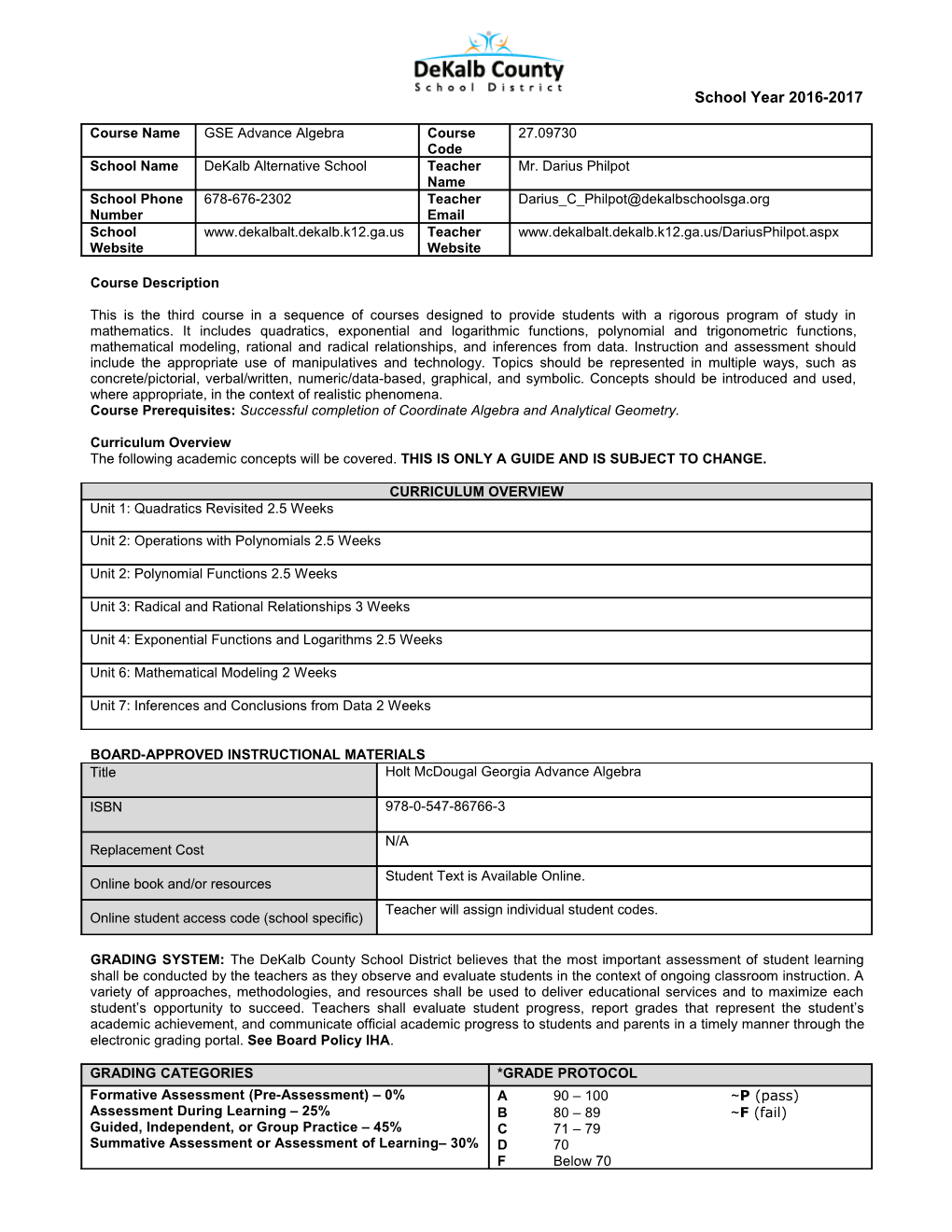 Sixth Grade Mathematics Syllabus s9