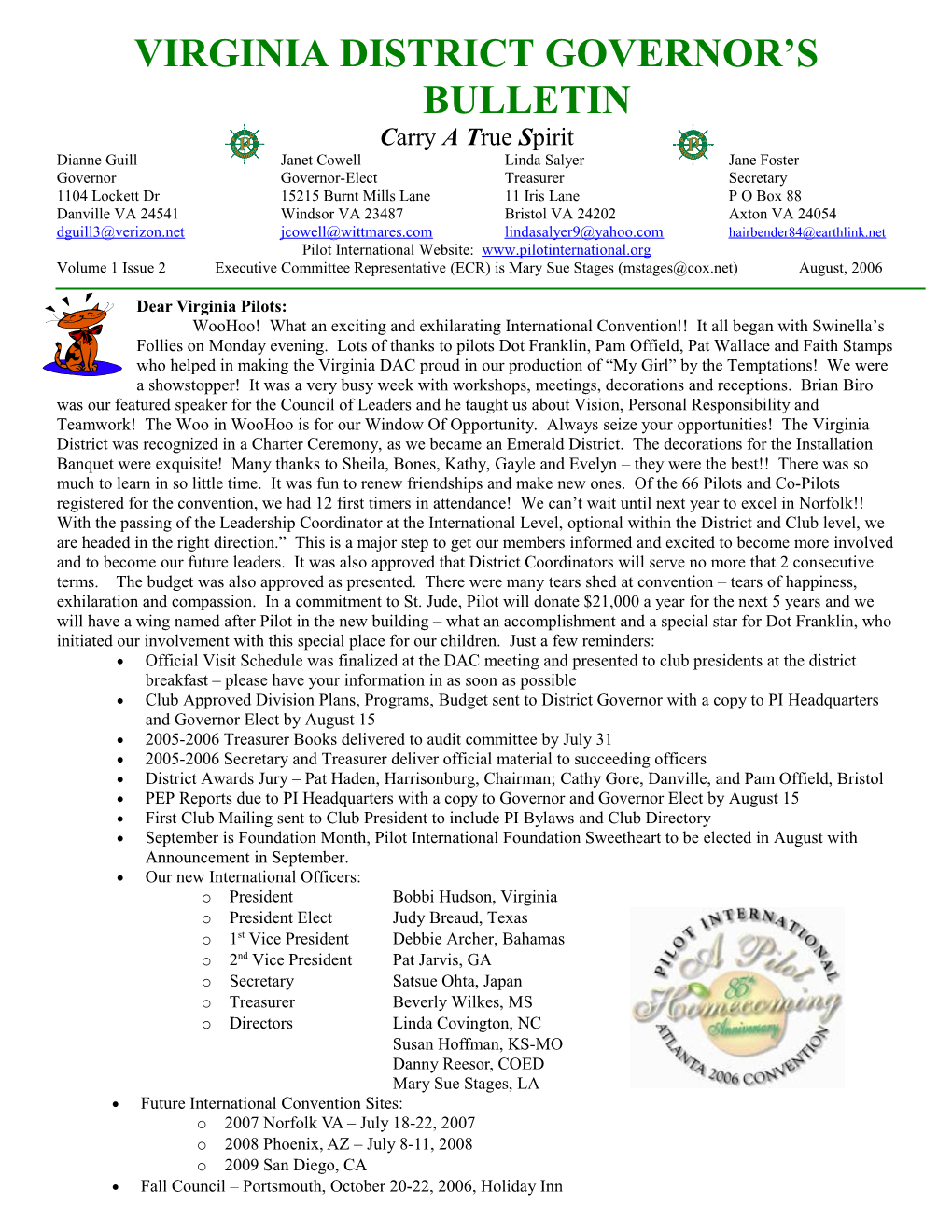 Virginia District Governor S Bulletin