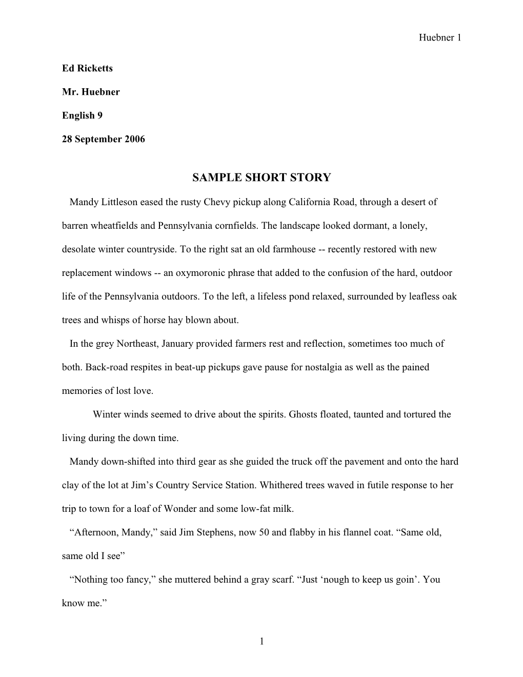 Sample Short Story