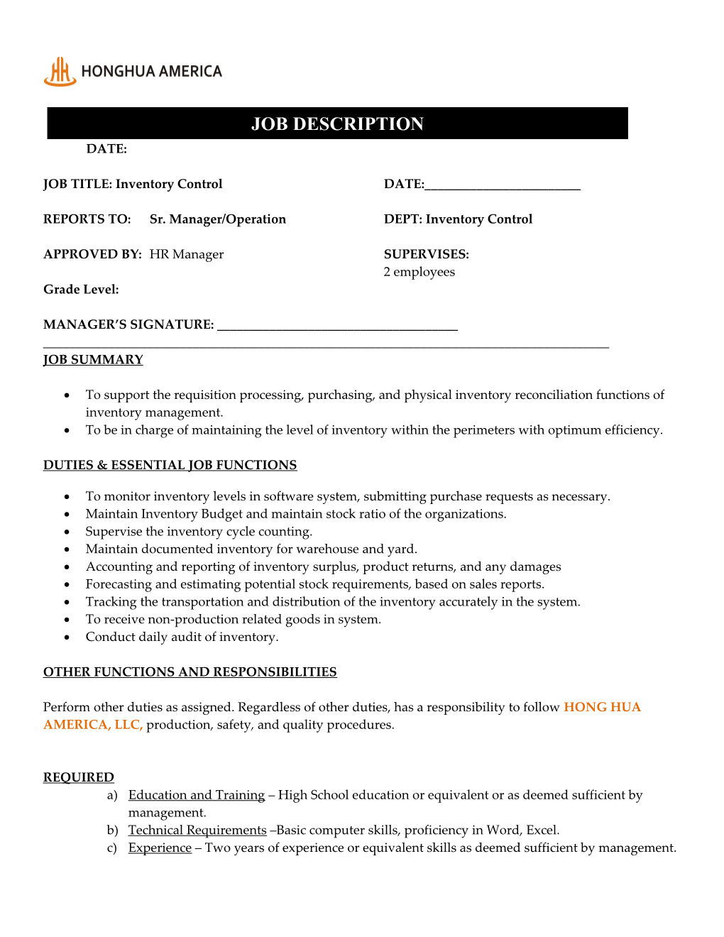 Job Description Template s5