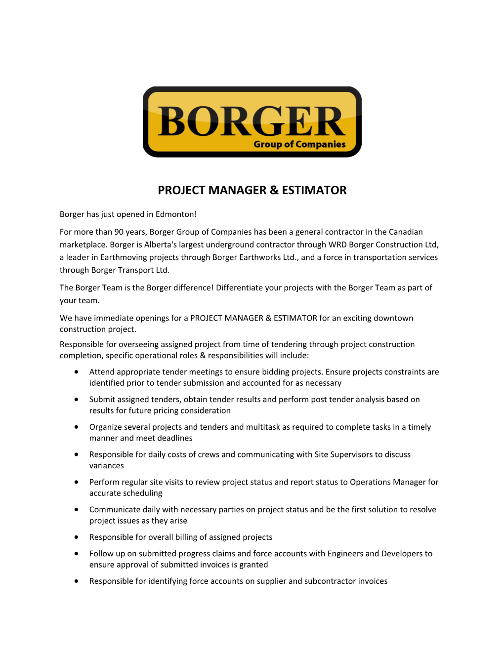 Project Manager & Estimator