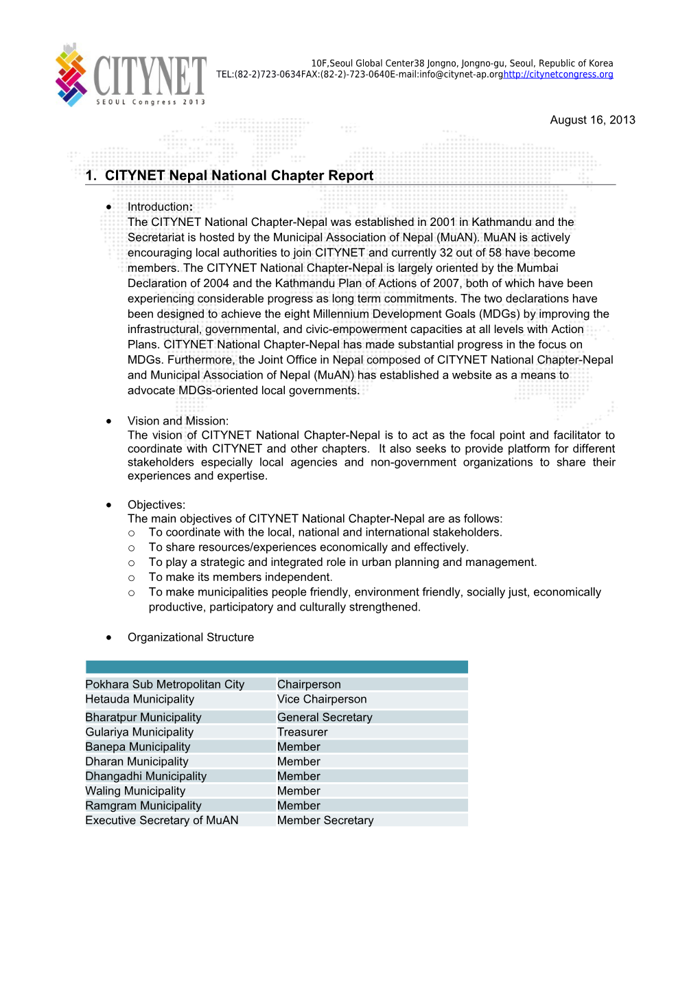 1. CITYNET Nepal National Chapter Report