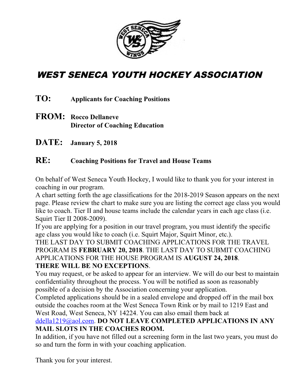 West Seneca Youth Hockey Association