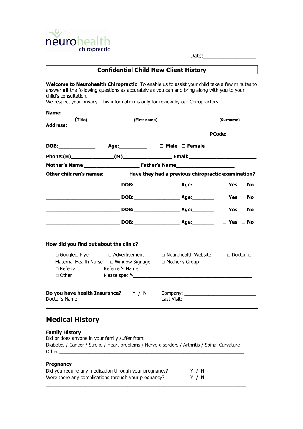 Confidential Child New Client History