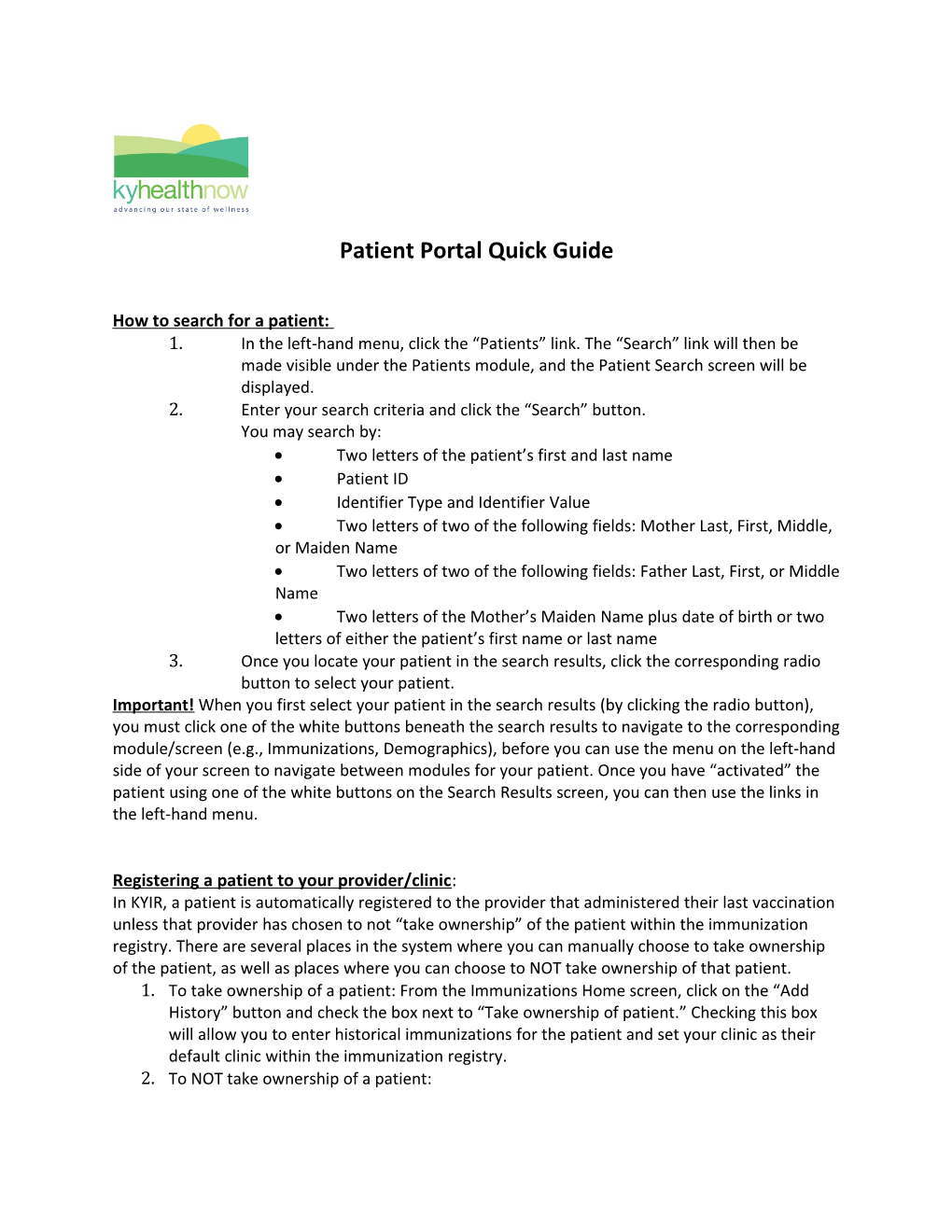 Patient Portal Quick Guide