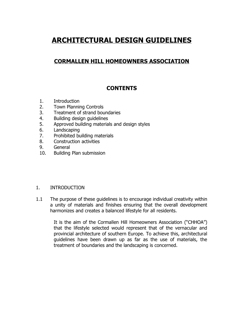 Architectural Design Guidelines