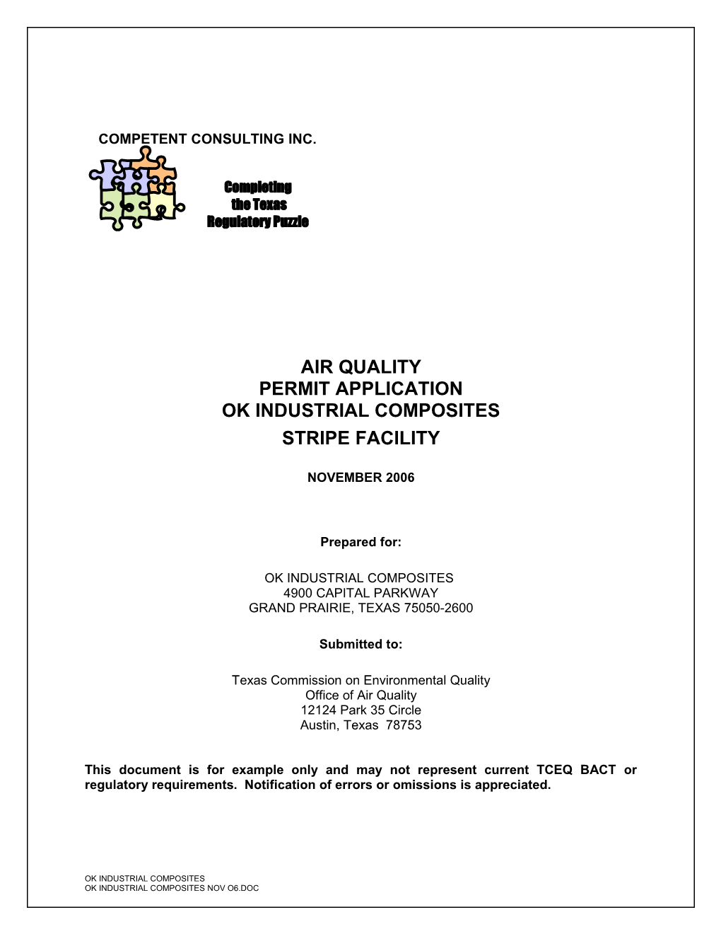 Air Quality Permit Application Okindustrial Composites