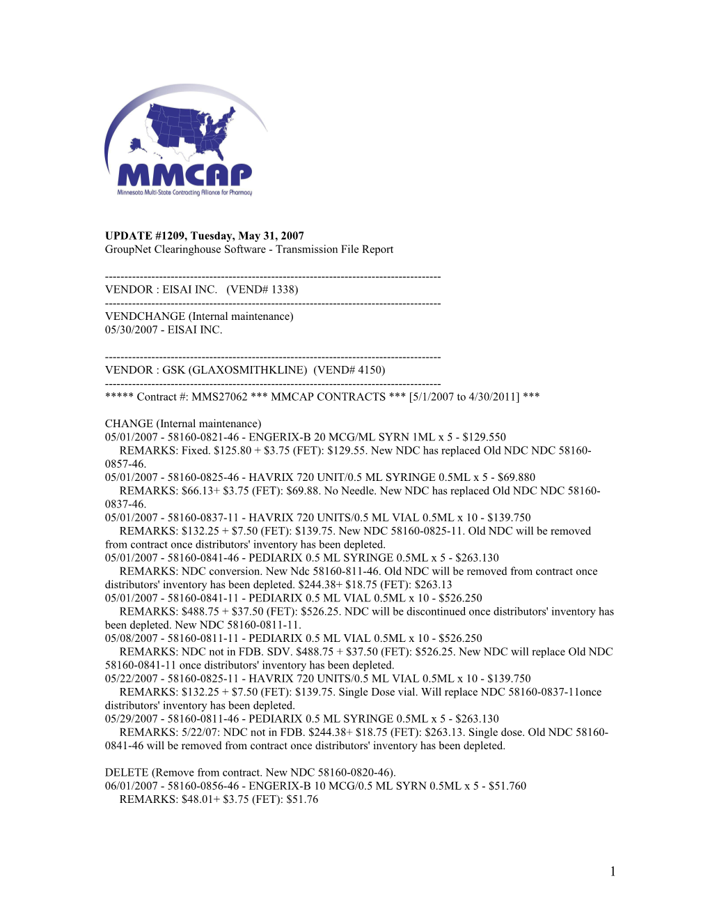 Groupnet Clearinghouse Software - Transmission File Report