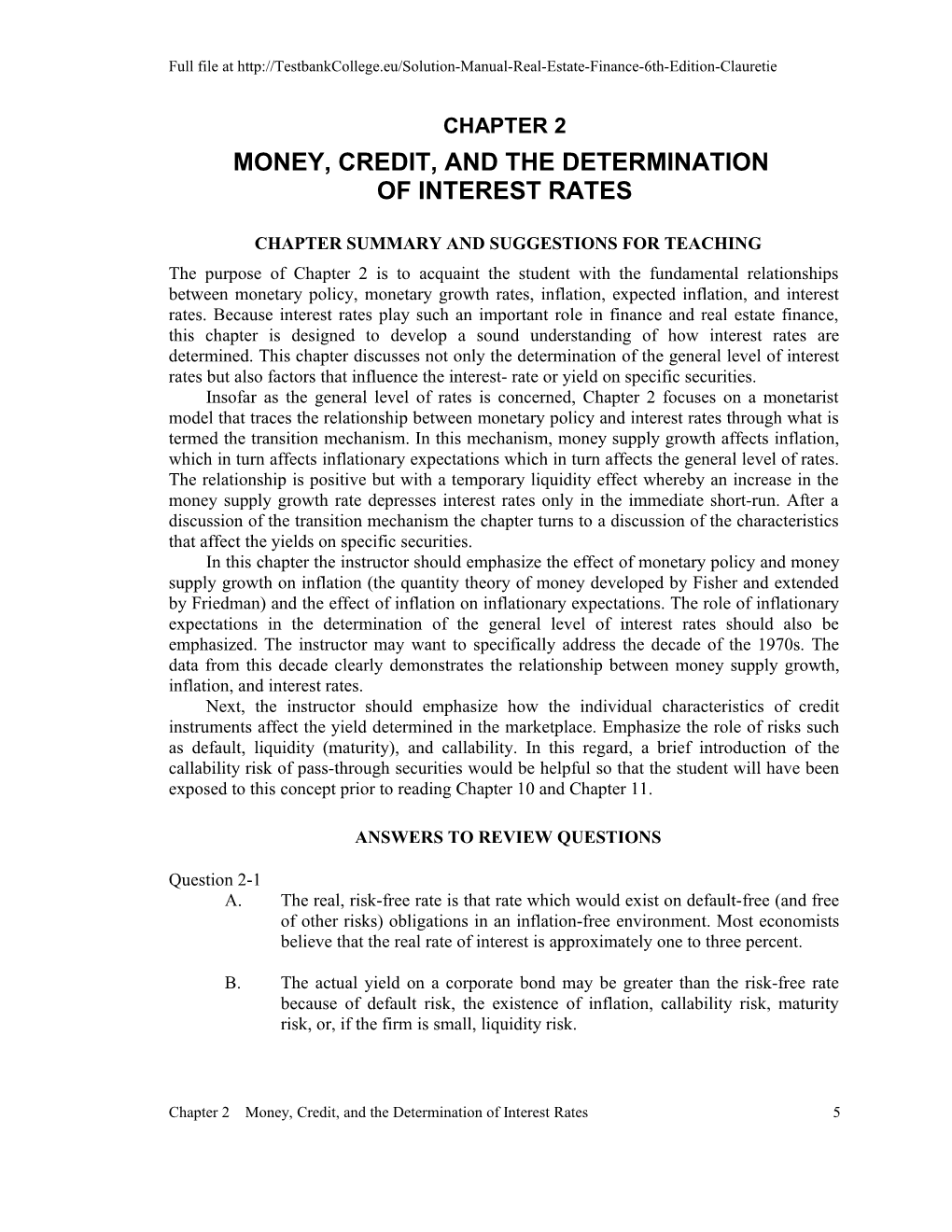 Chapter Summary and Suggestions for Teaching