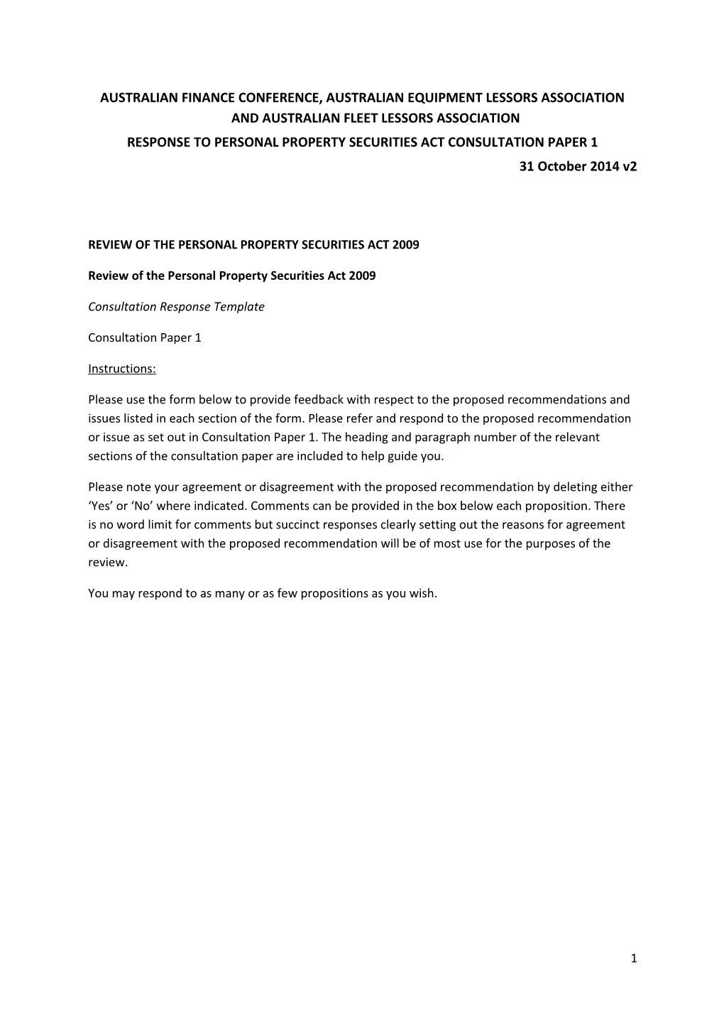 PPS Review Consultation - Paper 1 - Ron Hardaker - AFC - CP#1 Response