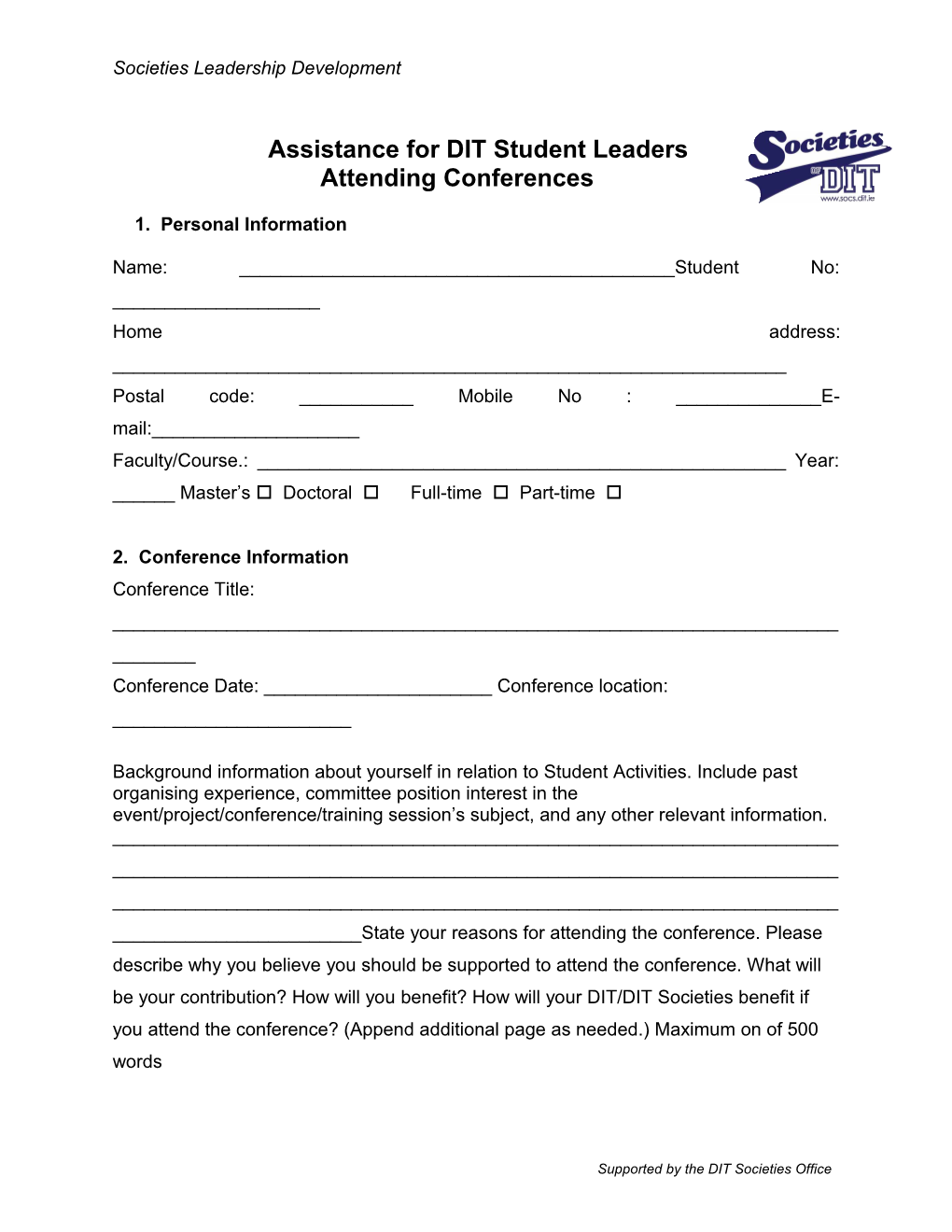 Assistance for Students Attending Conferences