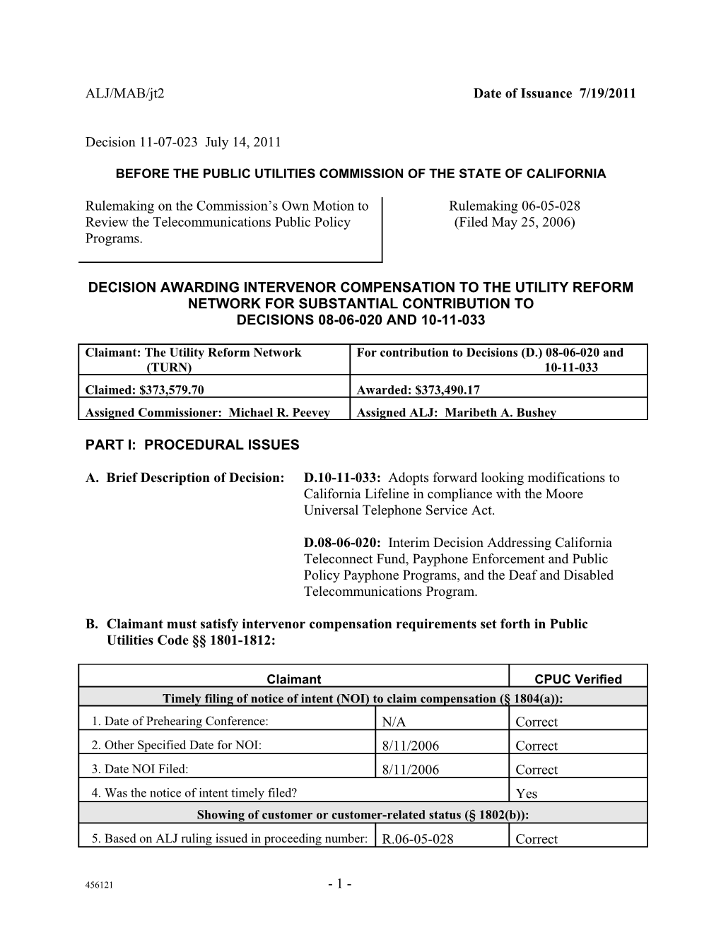 Before the Public Utilities Commission of the State of California s101