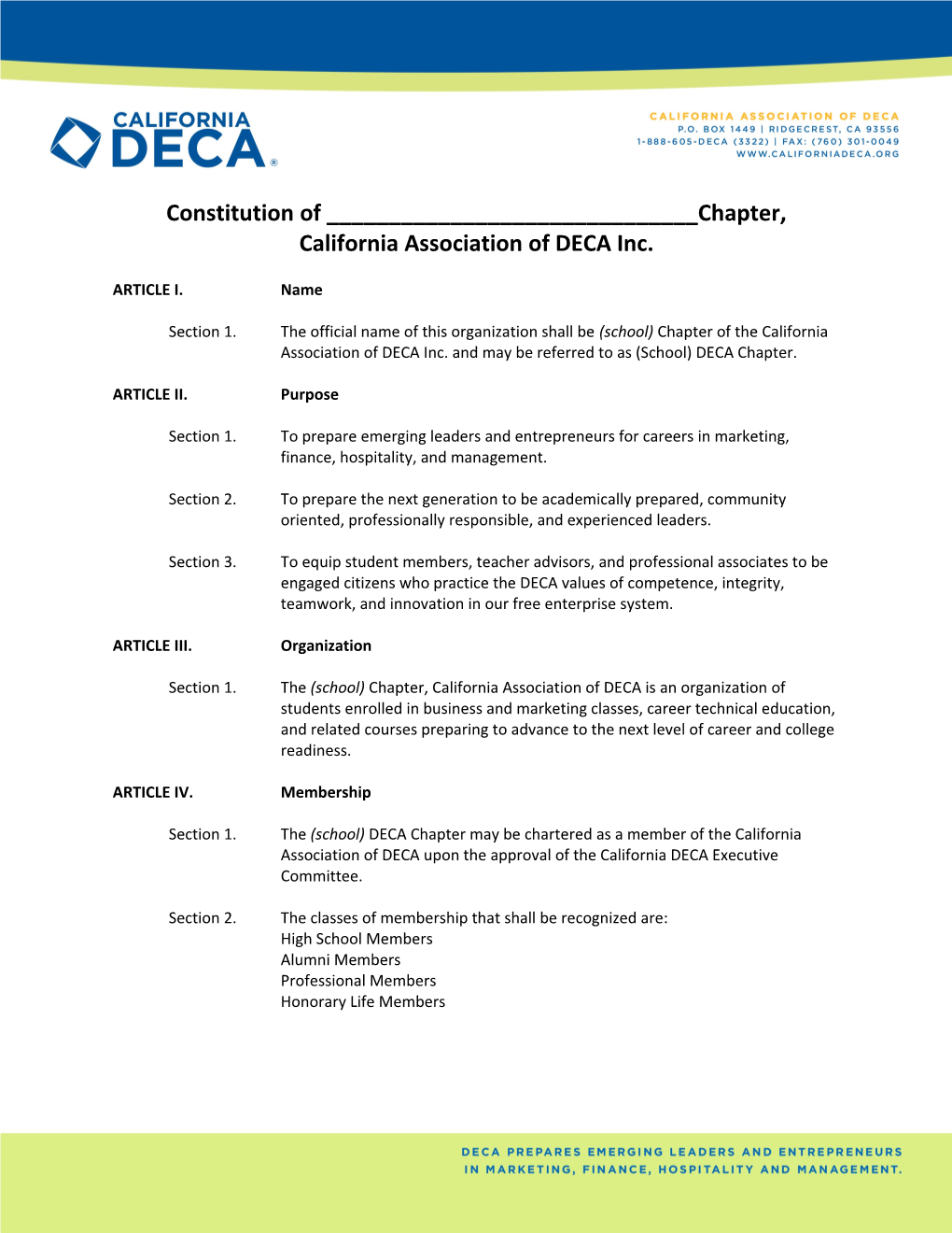 California Association of DECA Inc