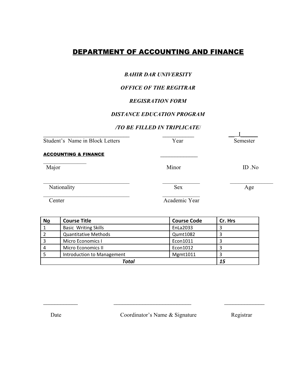Department of Accounting and Finance