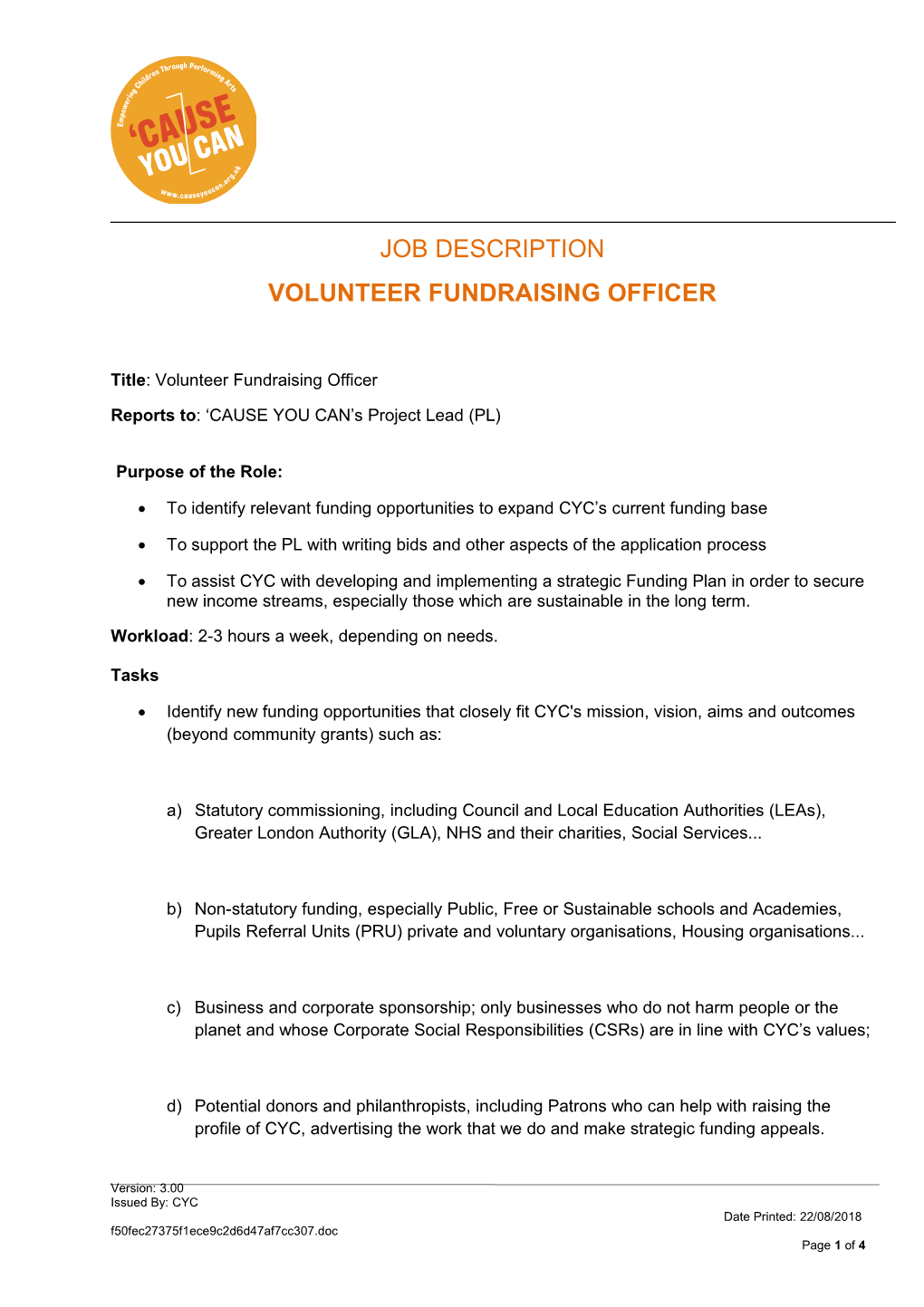 Volunteer Fundraising Officer