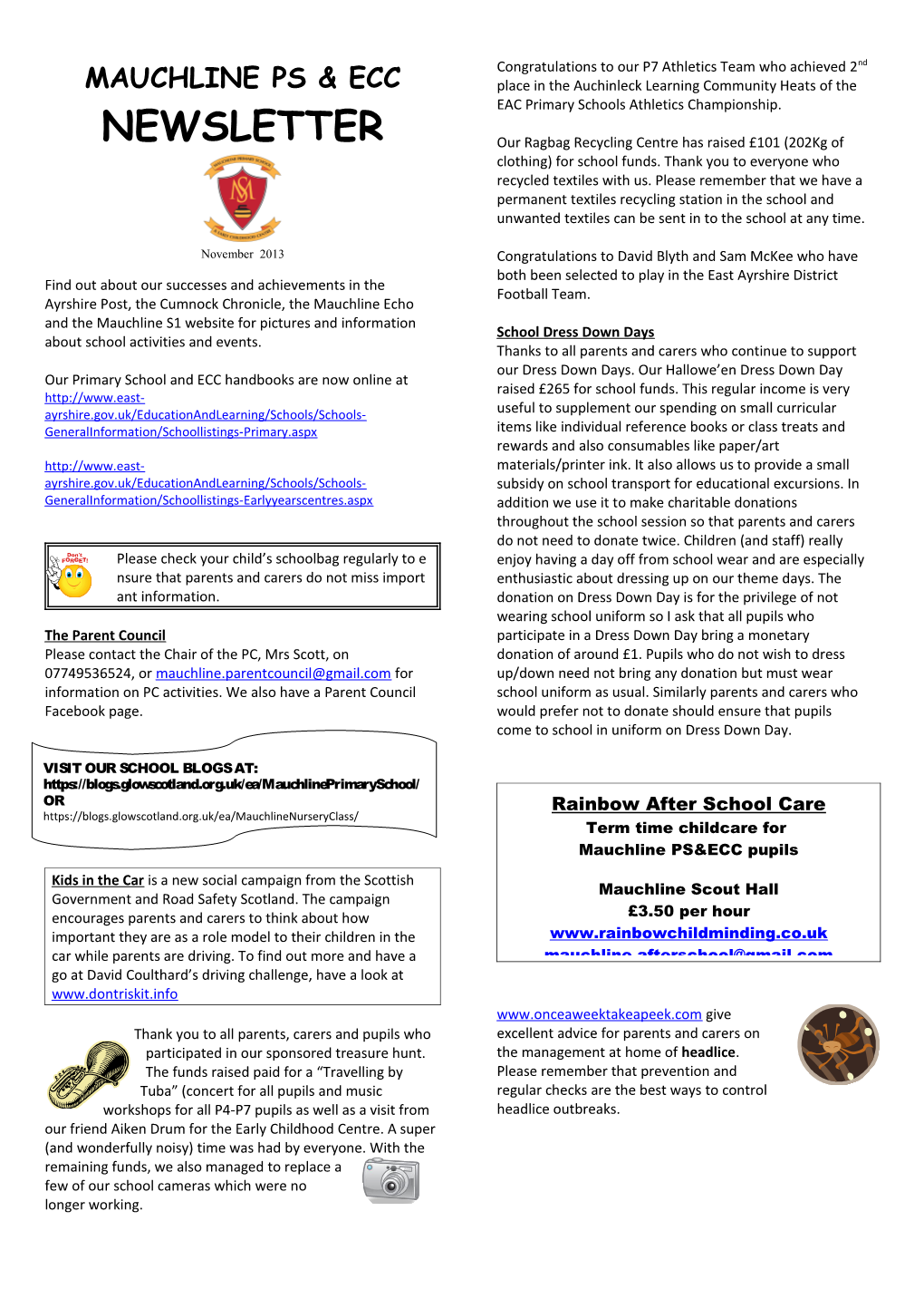 Mauchline Ps & Ecc Newsletter