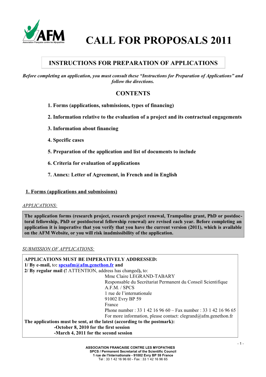 Instructions for Preparation of Applications