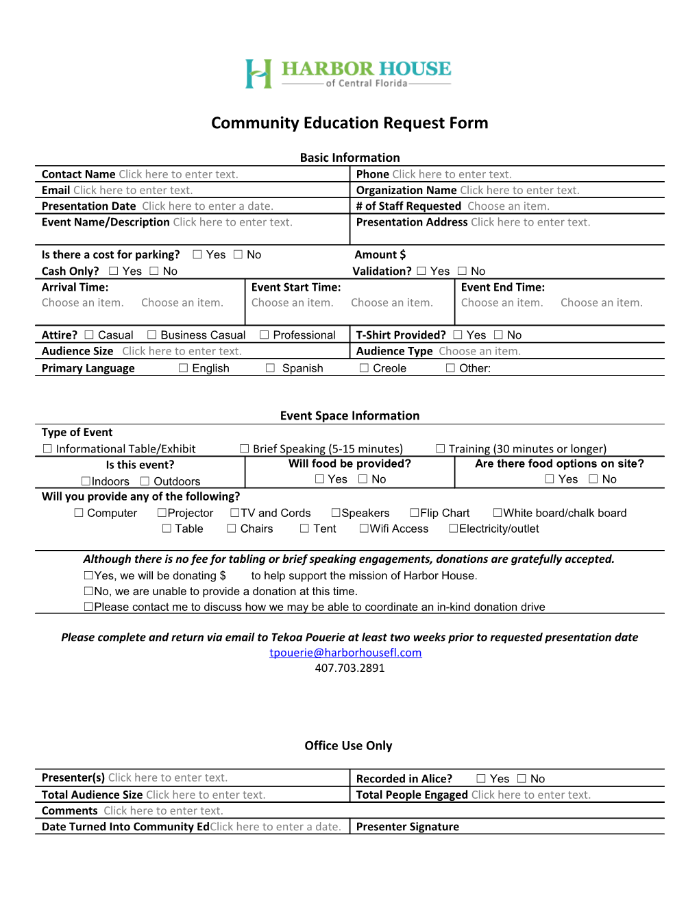 Community Education Request Form